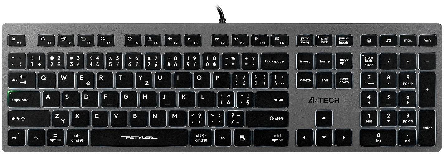 A4tech FX60 s bielym podsvietením USB sivá – CZ