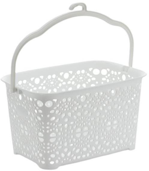 Mega Plast, Košík na kolíčky MONAKO, 13 × 23,5 × 15,5 cm, biely