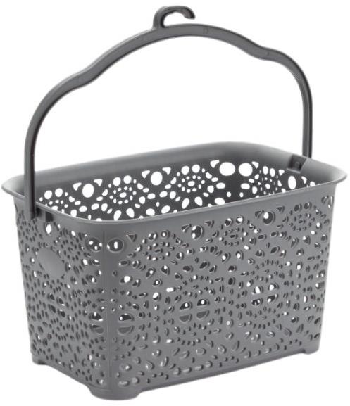 Mega Plast, Košík na kolíčky MONAKO, 13 × 23,5 × 15,5 cm, sivá metalíza