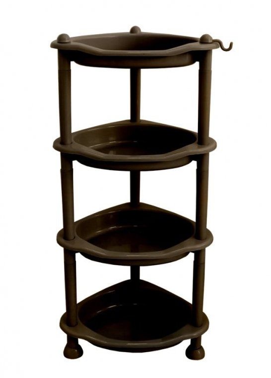Mega Plast rohová police s háčkem, 1/4, 78 × 25 × 33 cm (wenge)