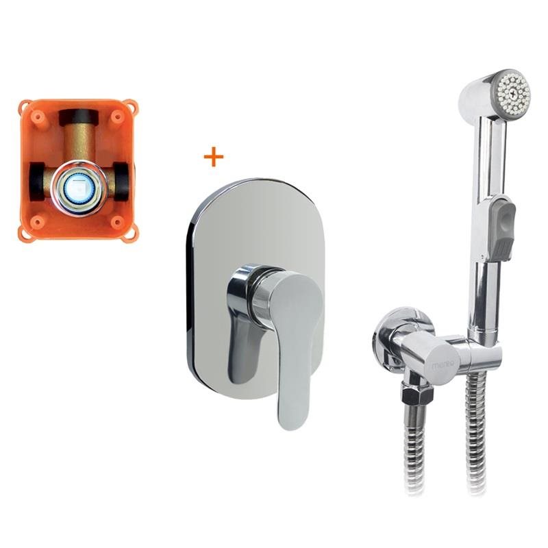 Mereo – Podomietková batéria s bidetovou sprchou, Zuna, Mbox, oválny kryt, chróm