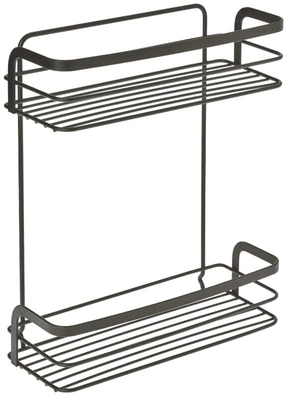 Metaltex ORIGIN LAVA Polica 26 × 10 × 30 cm závesná 2 poschodia čierna