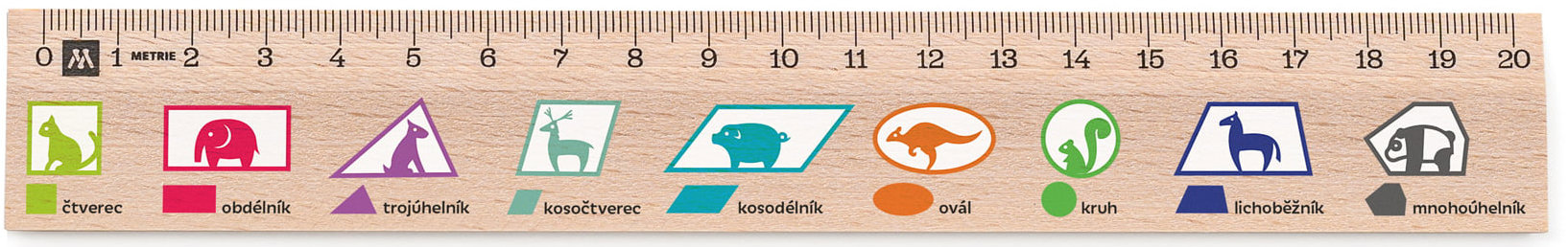 METRIE Didakt M02 drevené, geometrické tvary, 20 cm