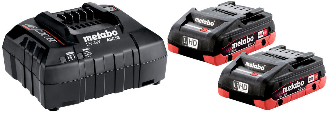 METABO Basic-Set LiHD 18V 2 × 4,0 Ah LiHD (Li-ion), ASC 55, karton H
