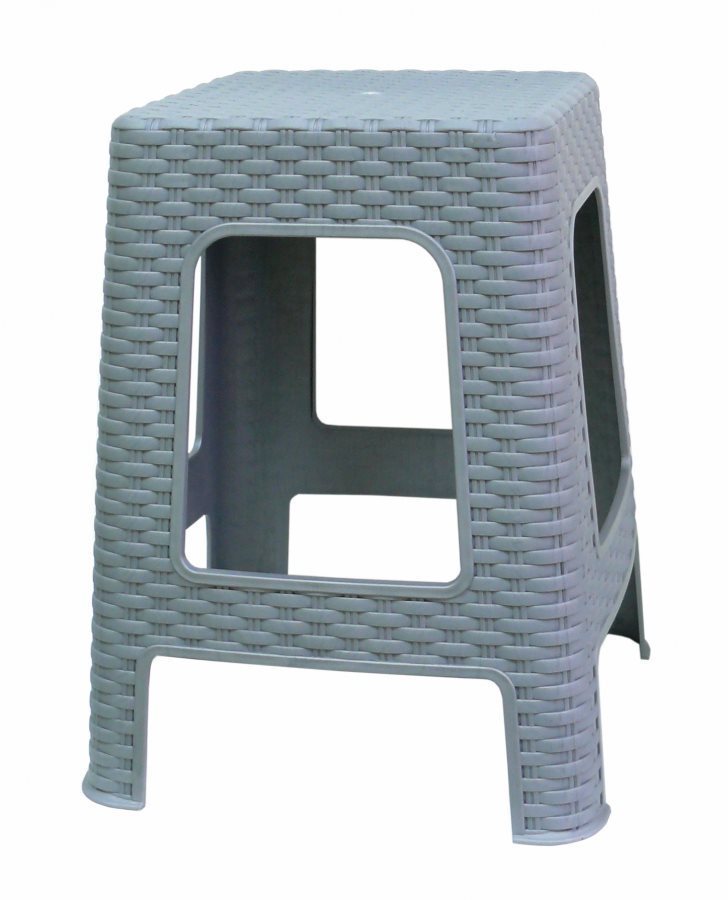 MEGA PLAST Taburet II. záhradný polyratan 45 × 35,5 × 35,5 cm, sivý