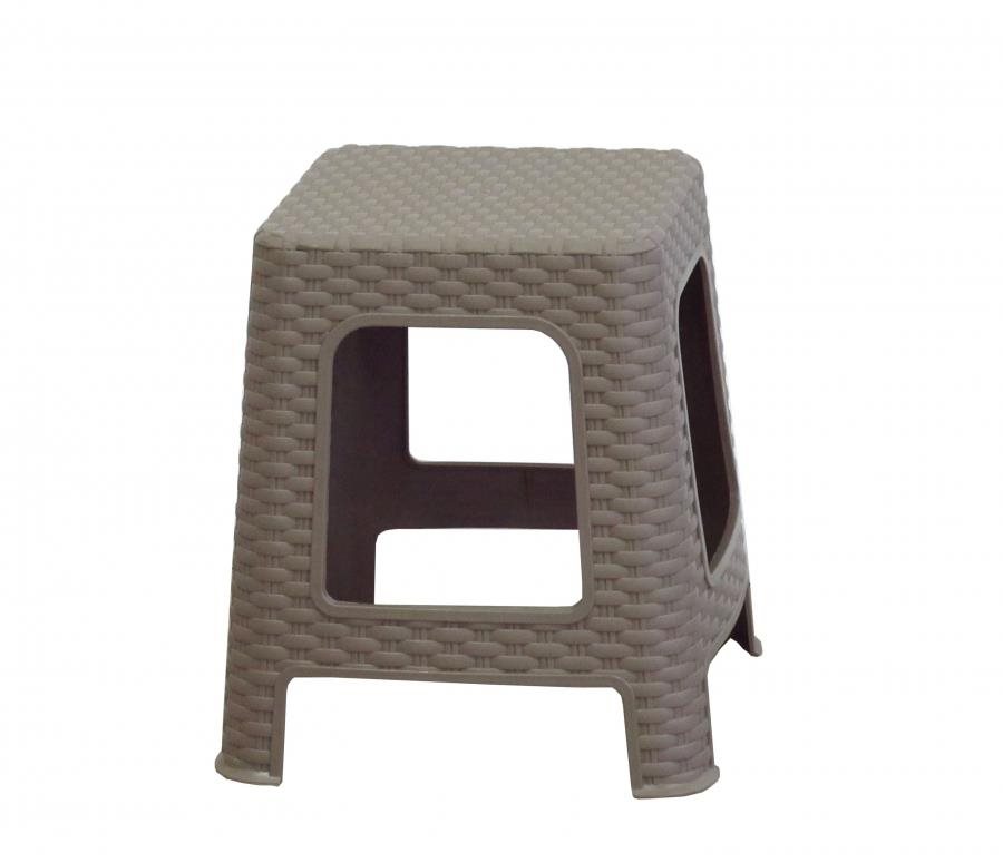 MEGA PLAST – Taburetka I záhradná, polyratan, mocca 36 × 33 × 33 cm