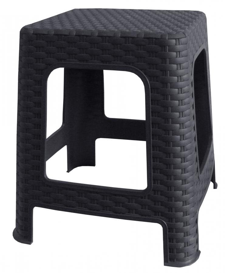 MEGA PLAST Taburet I. záhradný polyratan 36 × 33 × 33 cm, antracit