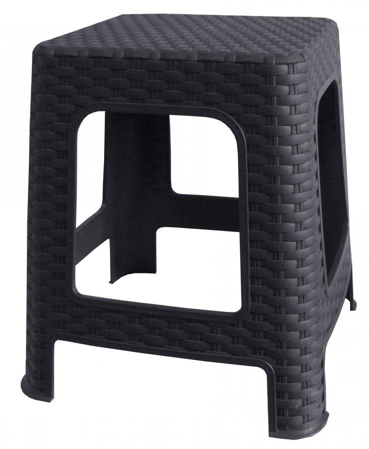 MEGA PLAST Taburet II. záhradný polyratan 45 × 35,5 × 35,5 cm, antracit