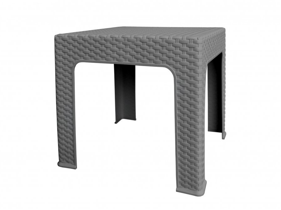 Mega Plast, plastový stôl BISTRO polyratan, rozmer 42,5 × 42,5 × 42 cm, sivý
