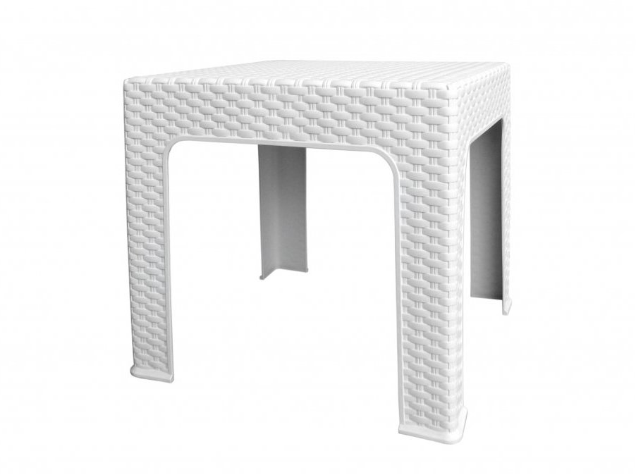 Mega Plast, záhradný stôl BISTRO polyratan, 42,5 cm, biely