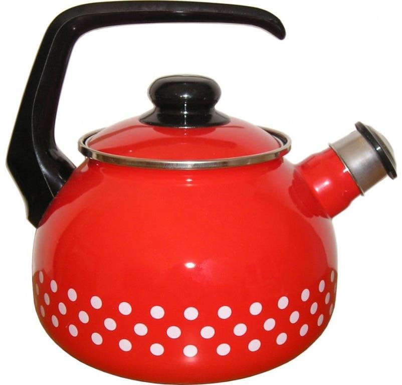Metalac Smaltovaný čajník s pokrievkou 20 cm 2,5 l červené bodky