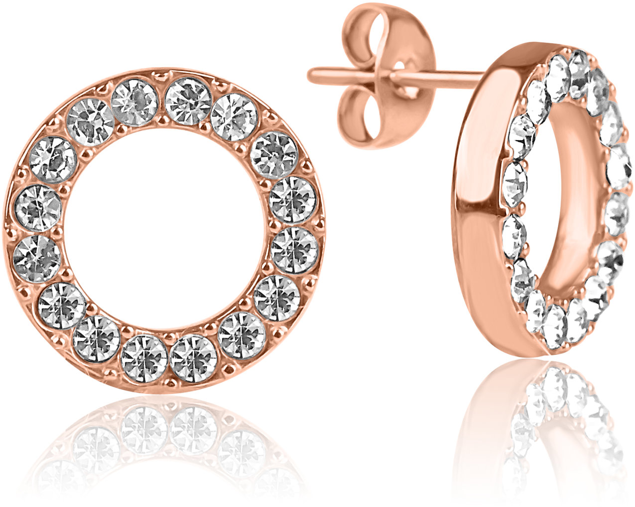 Meucci Náušnice Krúžok s kamienkami rose gold
