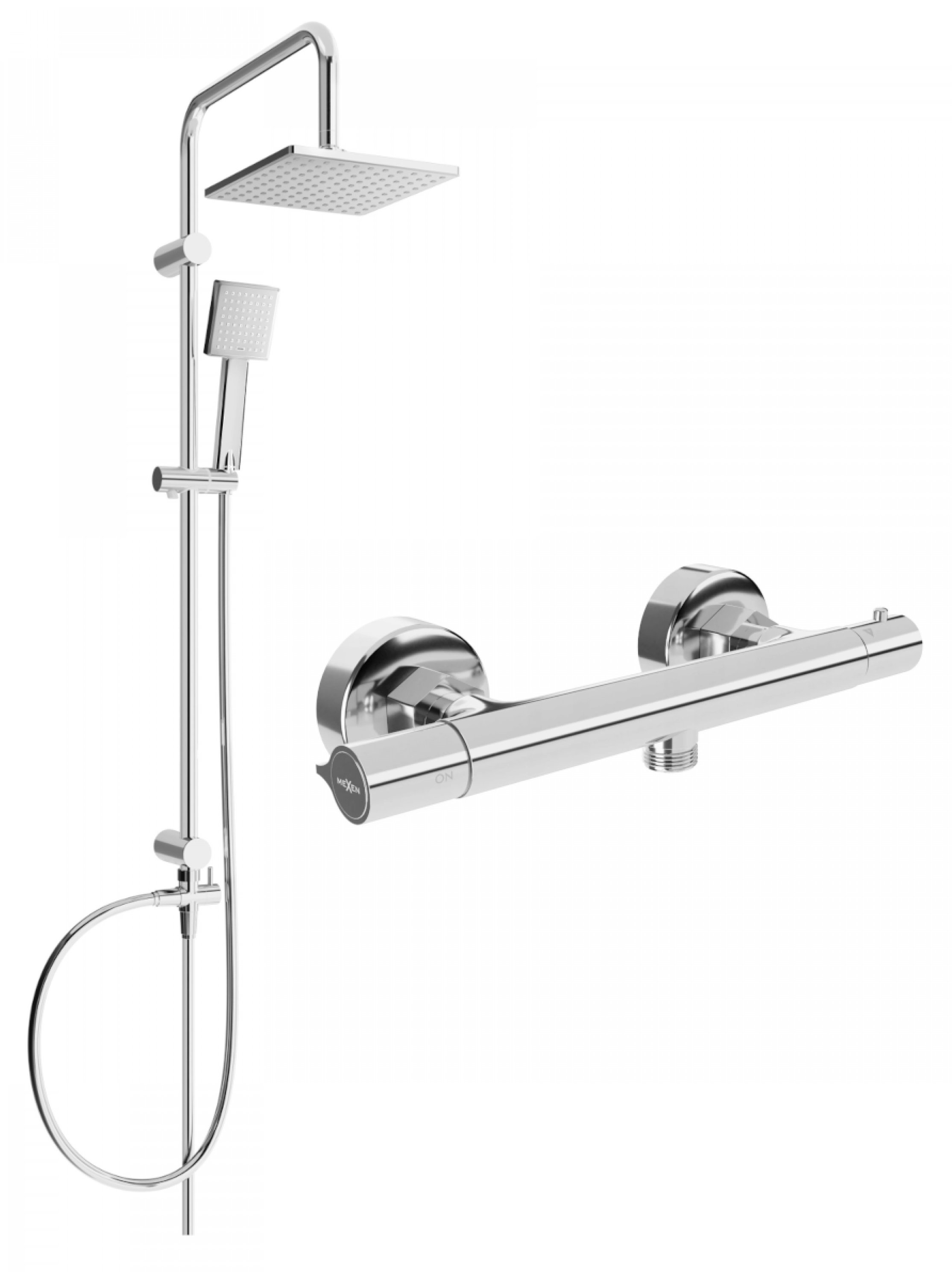 MEXEN Tord sprchový stĺp vrátane sprchovej termostatickej batérie Slim, strieborný (77105200-00)