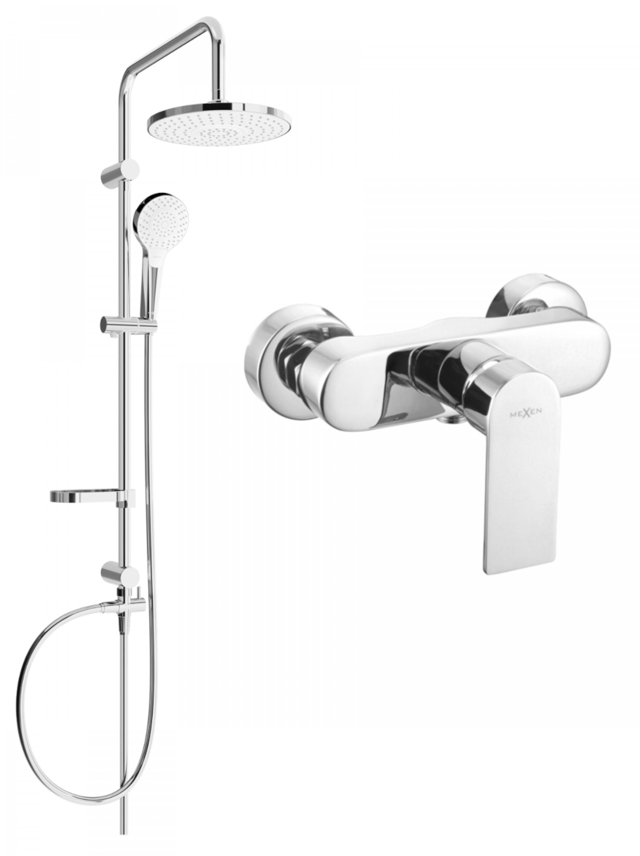 MEXEN Erik sprchový stĺp vrátane sprchovej batérie Royo, strieborný (72240205-00)