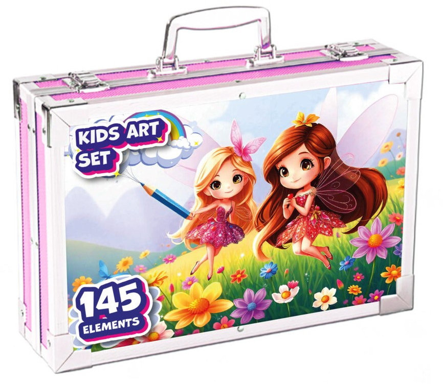 MG Art Suitcase Fairy súprava na maľovanie v kufríku pre deti 145 ks, ružová
