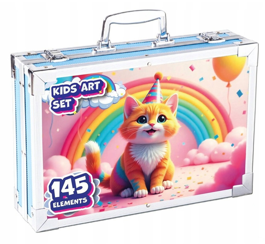 MG Art Suitcase Kitty súprava na maľovanie v kufríku pre deti 145 ks, ružová