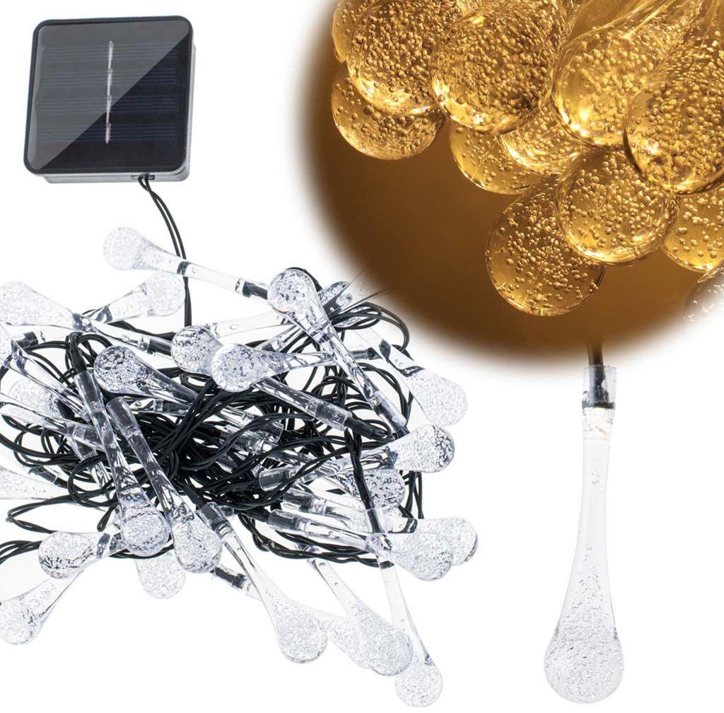 MG Icicle solárna reťaz 30 LED 6,5 m, teplá biela