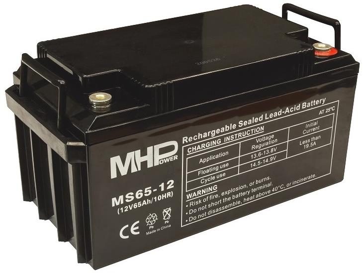 MHPower MS65-12 olovený akumulátor AGM 12 V/65 Ah, Terminál T3 – M8; MS65-12