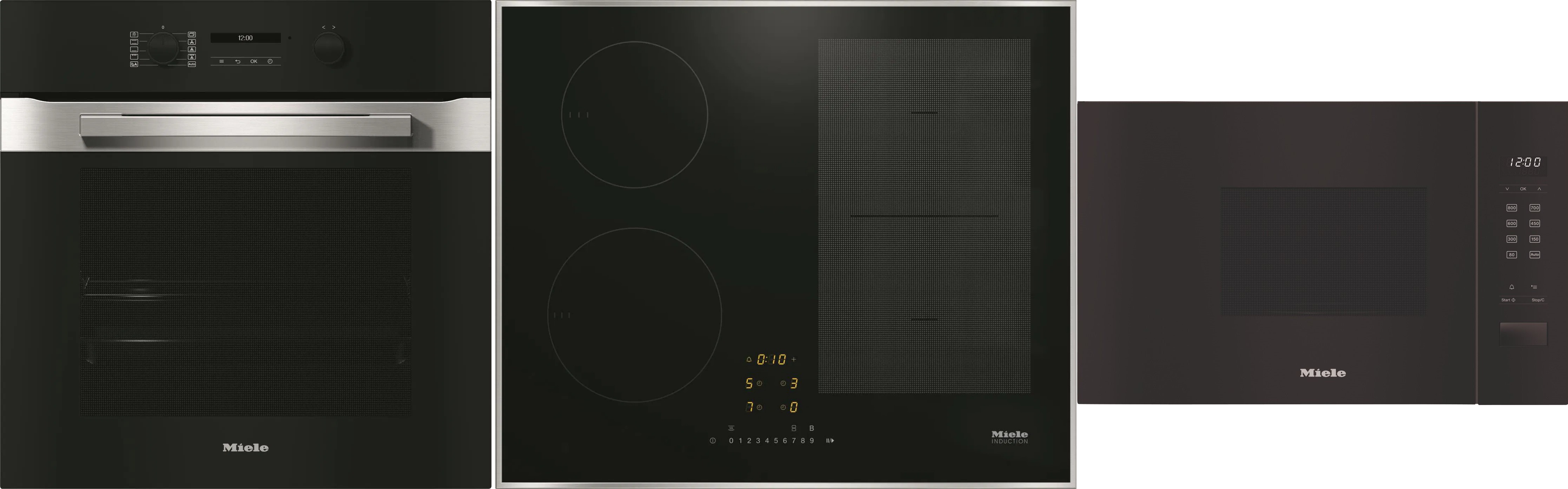 MIELE H 2861-1 B CleanSteel 125 Edition + MIELE KM 7466 FR 125 Edition + MIELE M 2230 SC