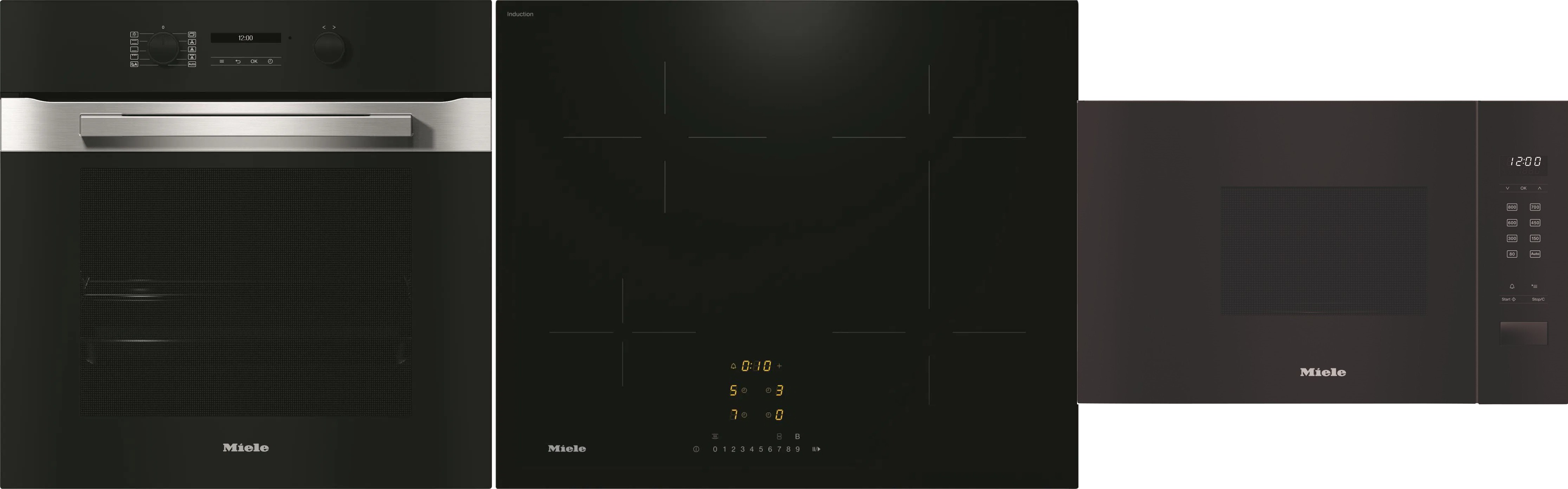 MIELE H 2861-1 B CleanSteel 125 Edition + MIELE KM 7363 FL + MIELE M 2230 SC