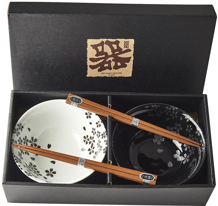 Made In Japan Set misiek Silver Sakura s paličkami 400 ml 2 ks
