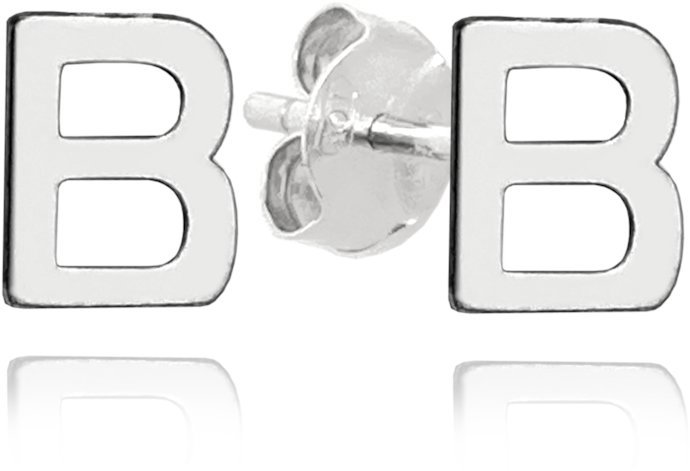 MINET Strieborné náušnice písmeno „B“ (Ag 925/1000, 0,8 g)
