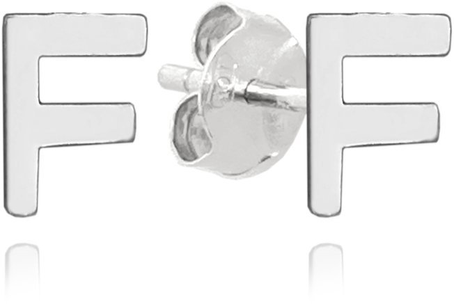 MINET Strieborné náušnice písmeno „F“ (Ag 925/1000, 0,7 g)