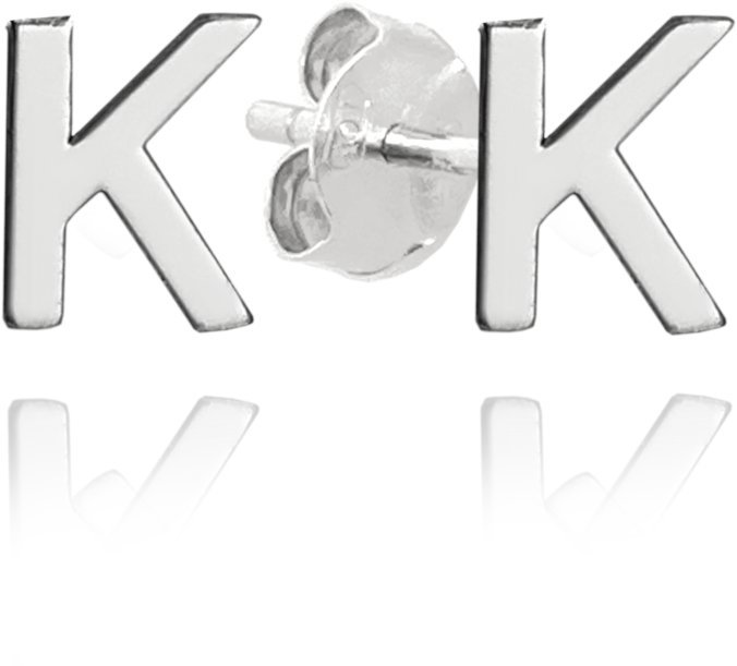 MINET Strieborné náušnice písmeno „K“ (Ag 925/1000, 0,75 g)