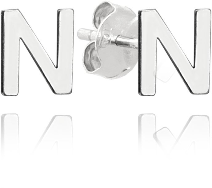 MINET Strieborné náušnice písmeno „N“ (Ag 925/1000, 0,7 g)