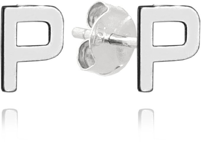 MINET Strieborné náušnice písmeno „P“ (Ag 925/1000, 0,75 g)