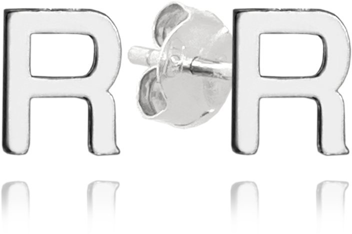 MINET Strieborné náušnice písmeno „R“ (Ag 925/1000, 0,8 g)