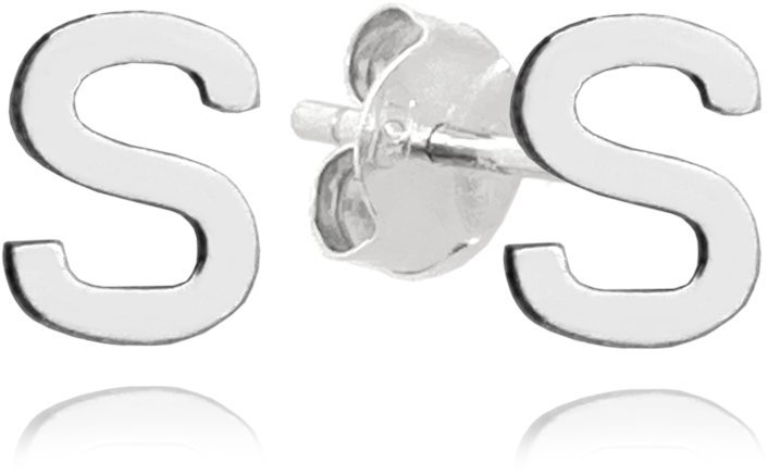 MINET Strieborné náušnice písmeno „S“ (Ag 925/1000, 0,65 g)