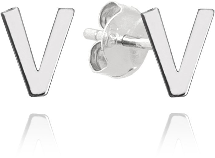 MINET Strieborné náušnice písmeno „V“ (Ag 925/1000, 0,7 g)