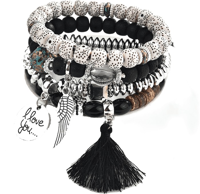 Dámský korálikový wrapový náramok – súprava 4 ks – KW7736