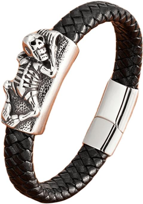 Kožený náramok – kostlivec – 23 cm