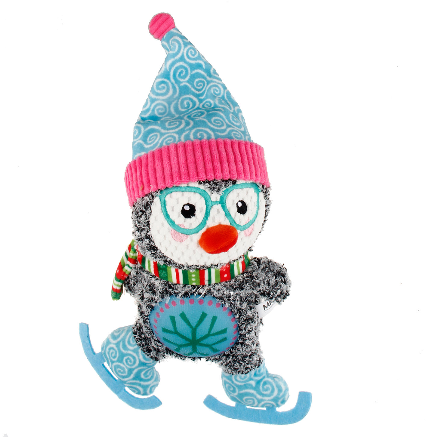 MISOKO & CO Plyšový vianočný pískací tučniak na lyžiach 29 × 19 × 10 cm