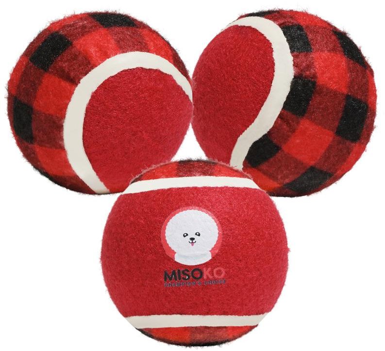 MISOKO & CO Tenisové loptičky, 3 ks, 7,5 cm, tmavočervené, kocky