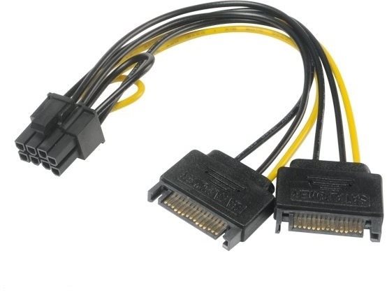 AKASA napájacia redukcia 2× SATA na 8 pin PCIe 2.0