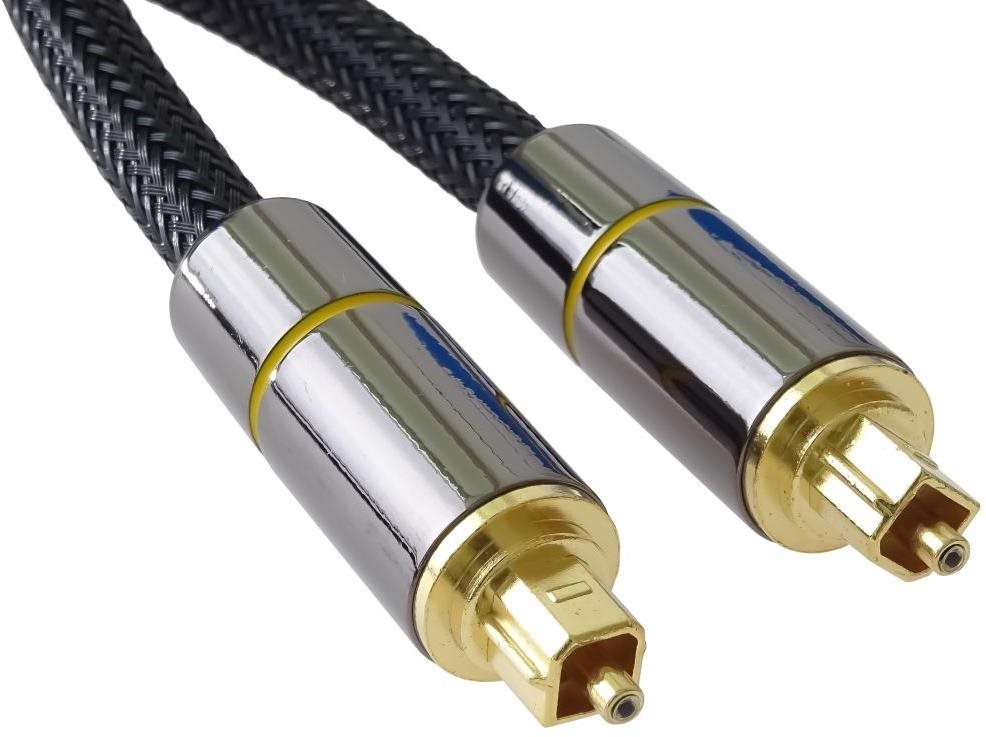 PremiumCord Optický audio kábel Toslink, OD:7 mm, Gold-metal design + Nylon 3 m