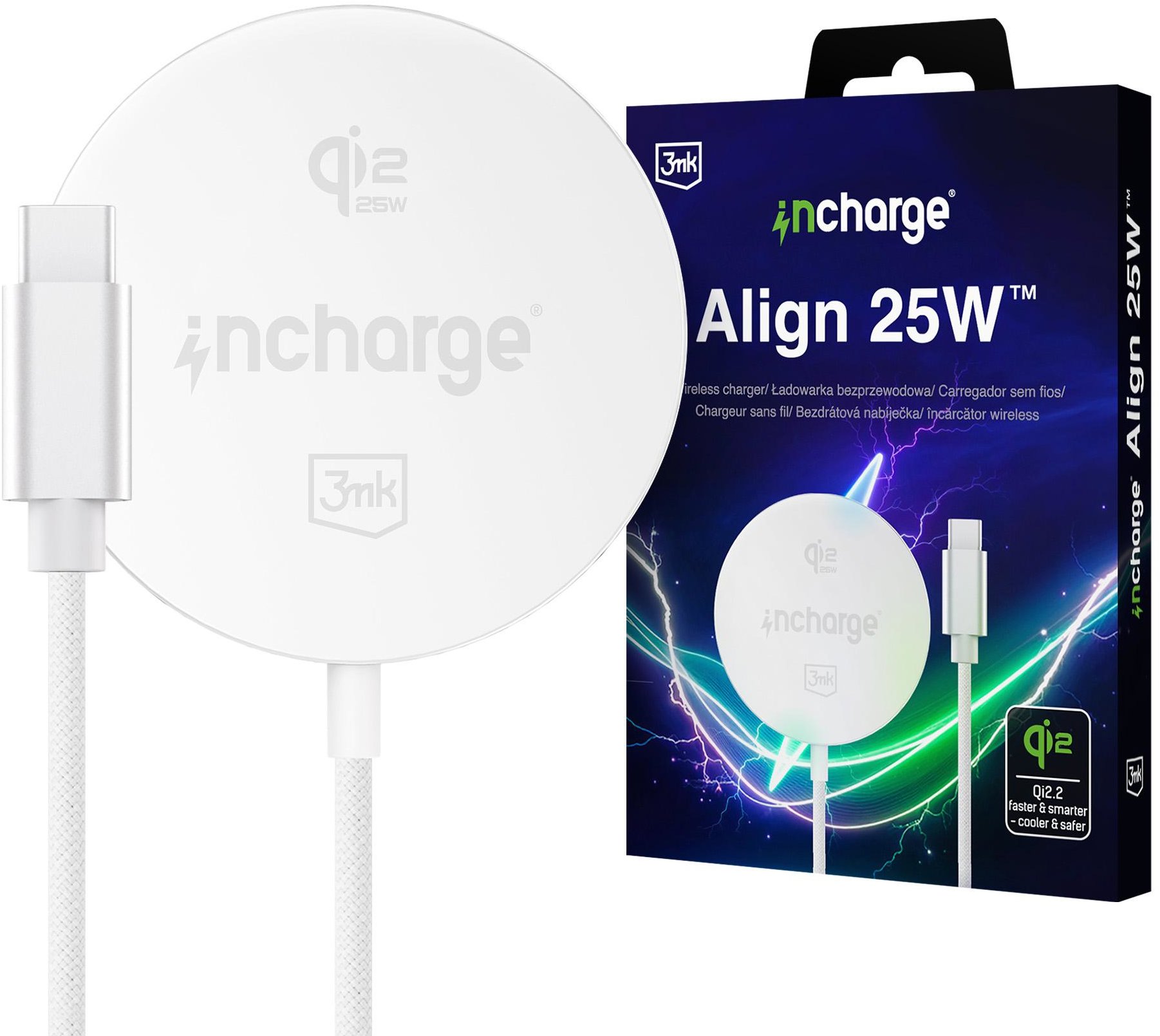 3MK InCharge Align Qi2.2 25 W pre Android, biela