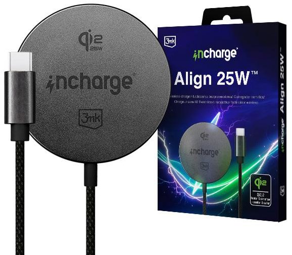 3MK InCharge Align Qi2.2 25 W pre Apple, čierna