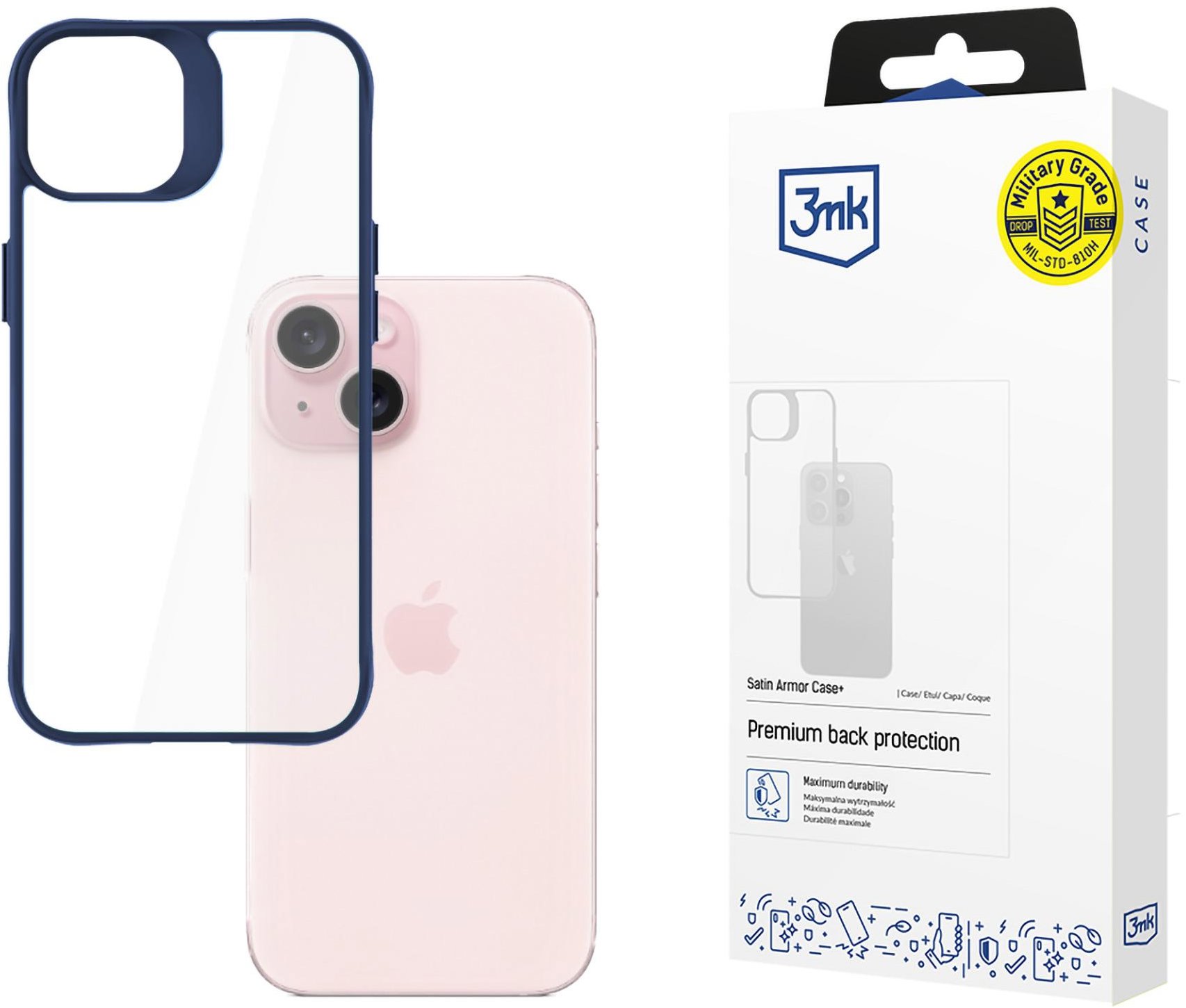 3MK Satin Armor Case+ Blue na Apple iPhone 15
