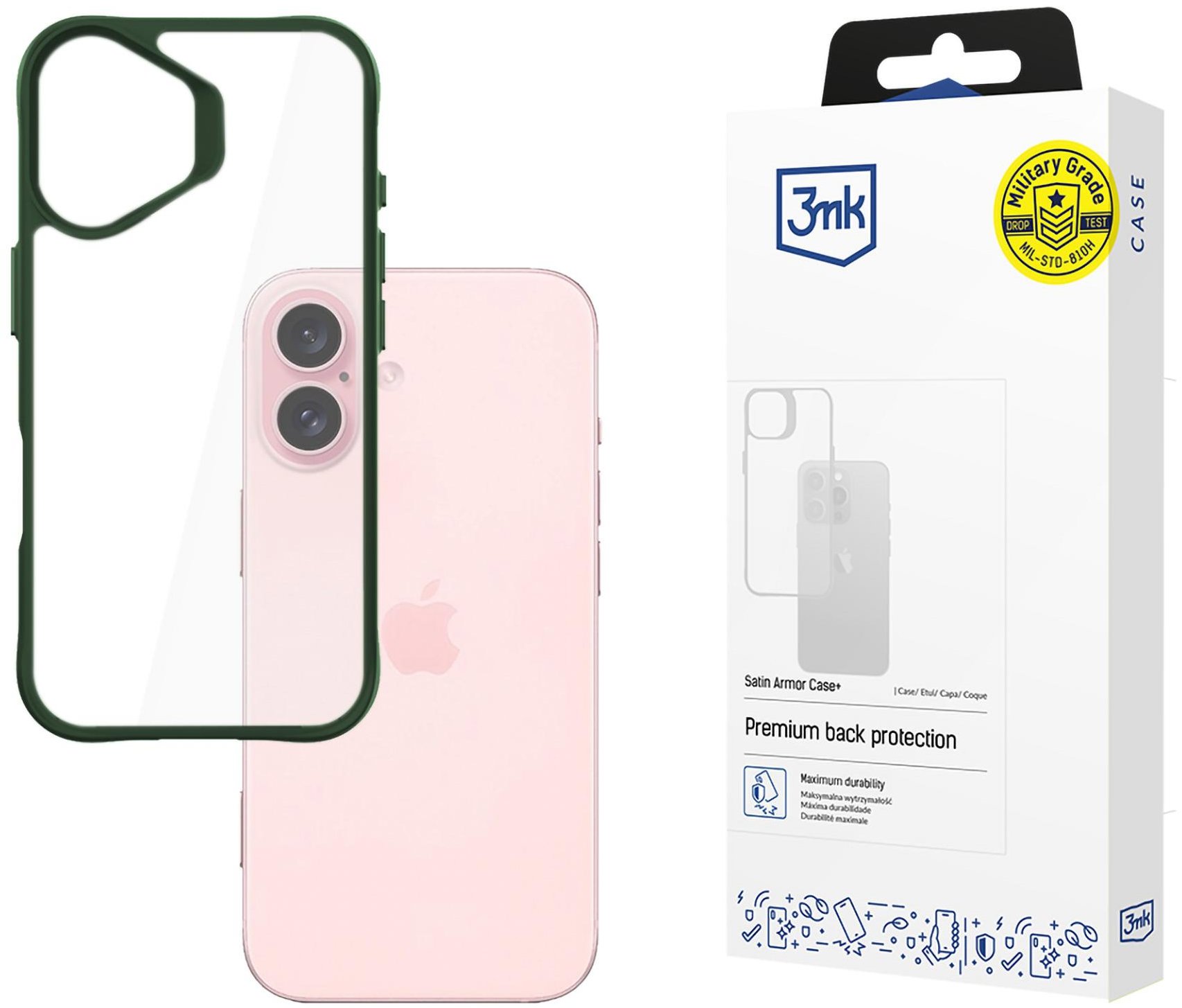 3MK Satin Armor Case+ Green na Apple iPhone 16