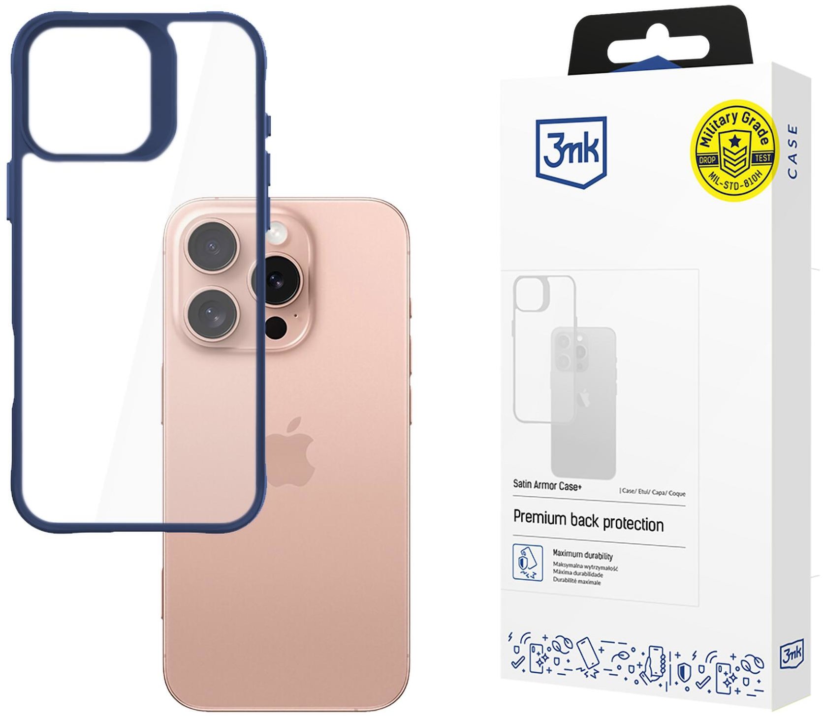 3MK Satin Armor Case+ Blue na Apple iPhone 16 Pro