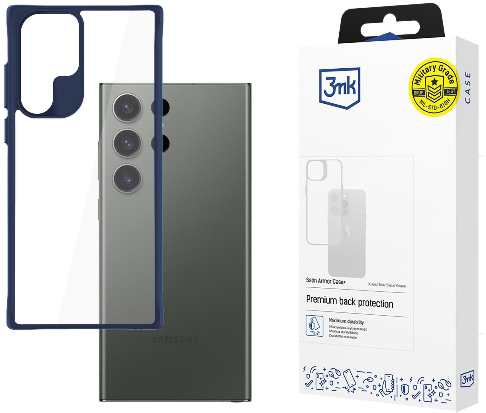 3MK Satin Armor Case+ Blue na Samsung Galaxy S24 Ultra