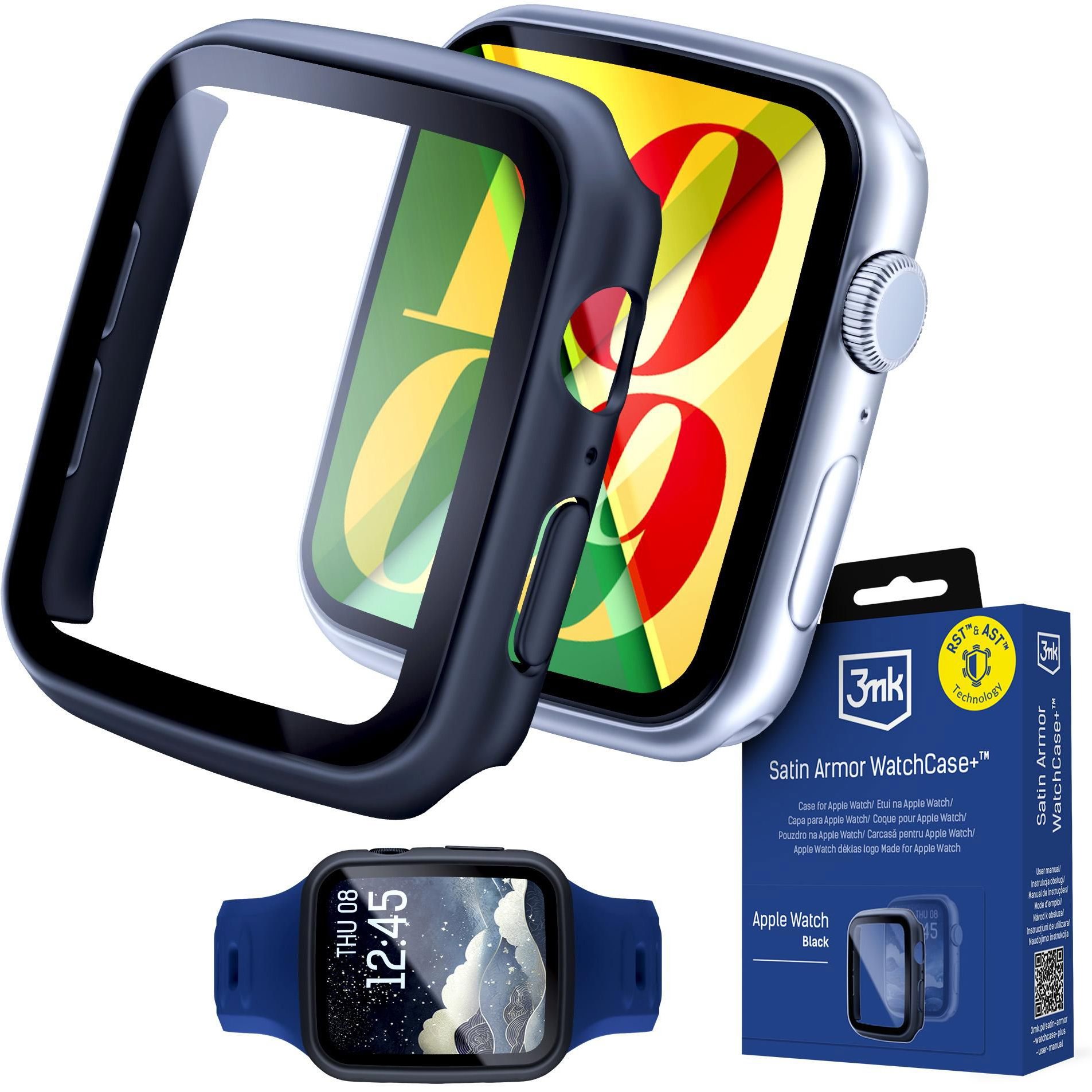 3mk Satin Armor WatchCase+ s tvrdeným sklom na Apple Watch (10/11) 46 mm čierny