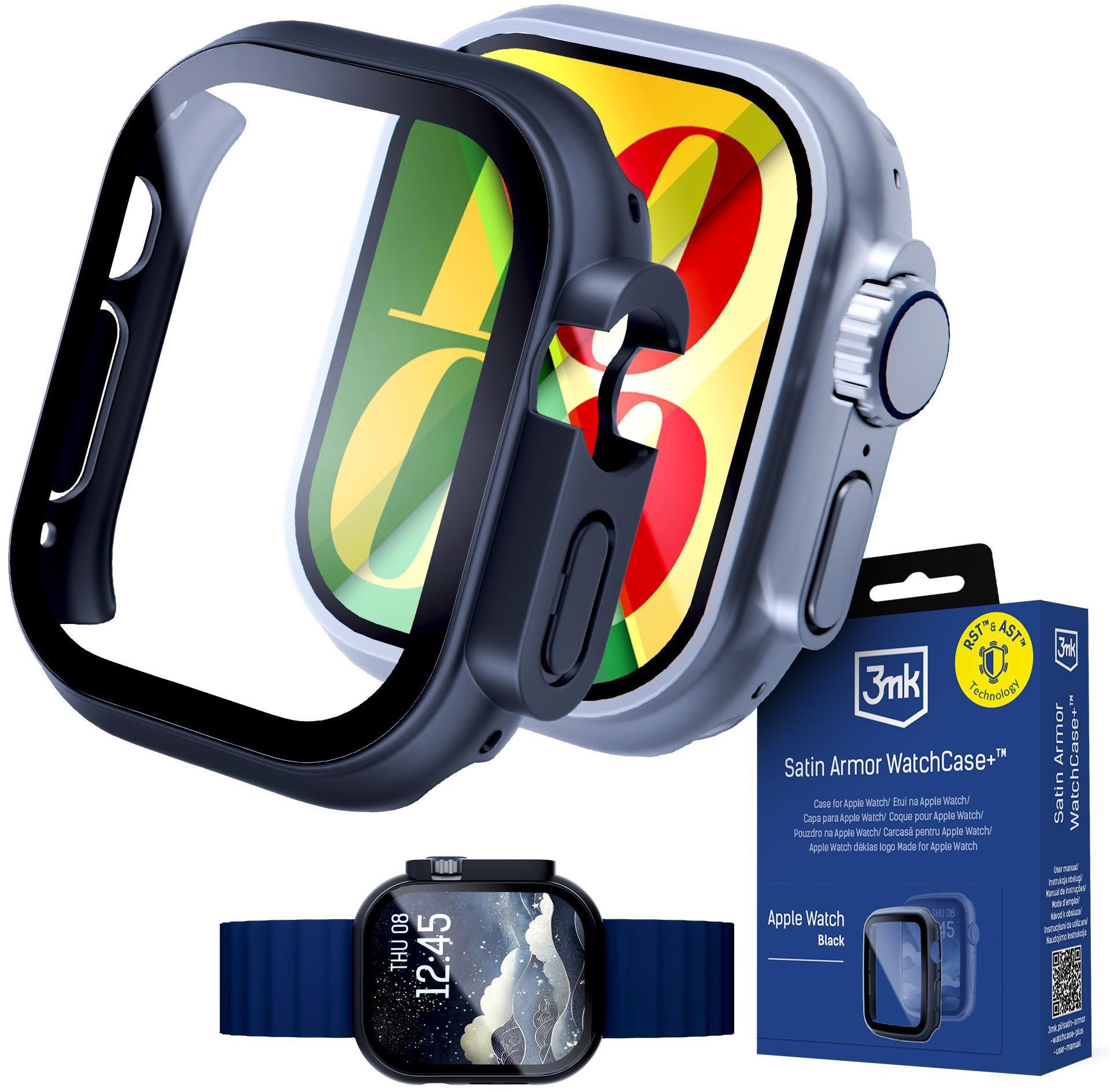 3mk Satin Armor WatchCase+ s tvrdeným sklom na Apple Watch (Ultra gen 1/2/3) 49 mm čierny