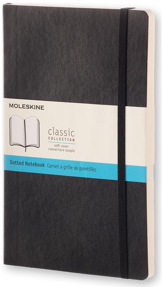MOLESKINE L, mäkké dosky, bodkovaný, čierny