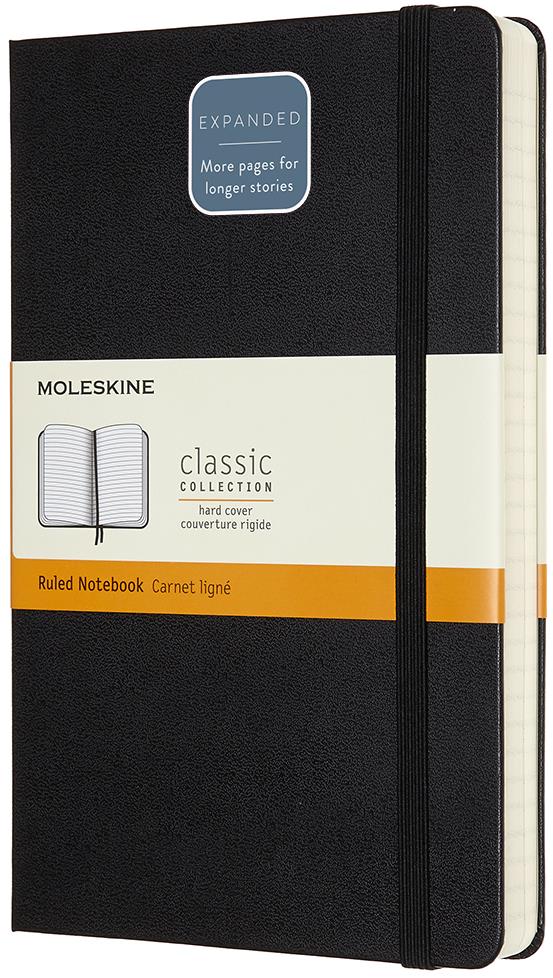 MOLESKINE L expanded, tvrdé dosky, linkovaný, čierny