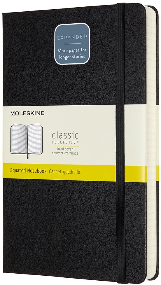 MOLESKINE L expanded, tvrdé dosky, štvorčekový, čierny